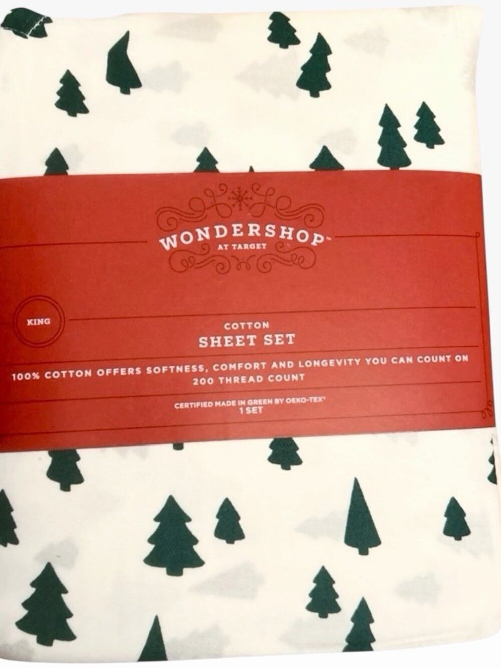 Wondershop Target 4Pc Sheet Set 200 Thread Count Size King 100% Cotton Trees NEW